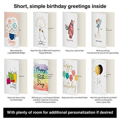 Dessie® 100 Happy Birthday Greeting Cards with Unique Designs and Birthday Wishes, 5” x 7”