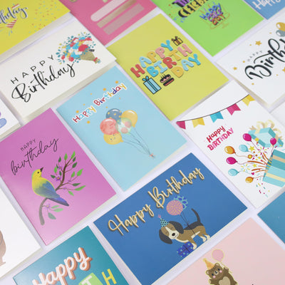 Dessie® 120 Happy Birthday Cards with Unique Designs and Birthday Wishes Inside, 4” x 6”