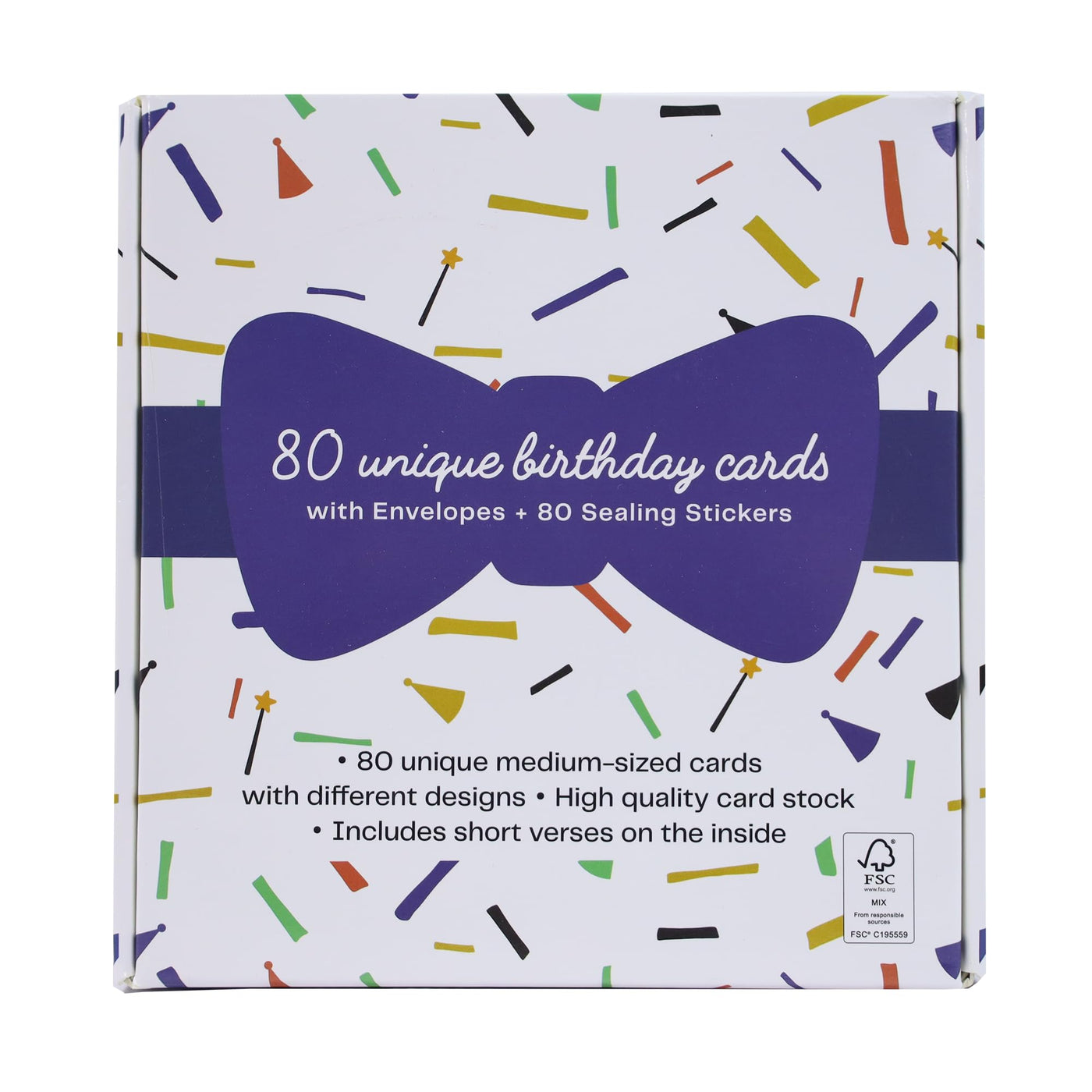 Dessie® 80 Happy Birthday Greeting Cards with Unique Designs and Birthday Wishes, 4”x 6”