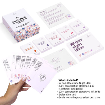 Dessie® 52 Date Night Activity Cards 300 Conversation Starter Questions Couples Game Box