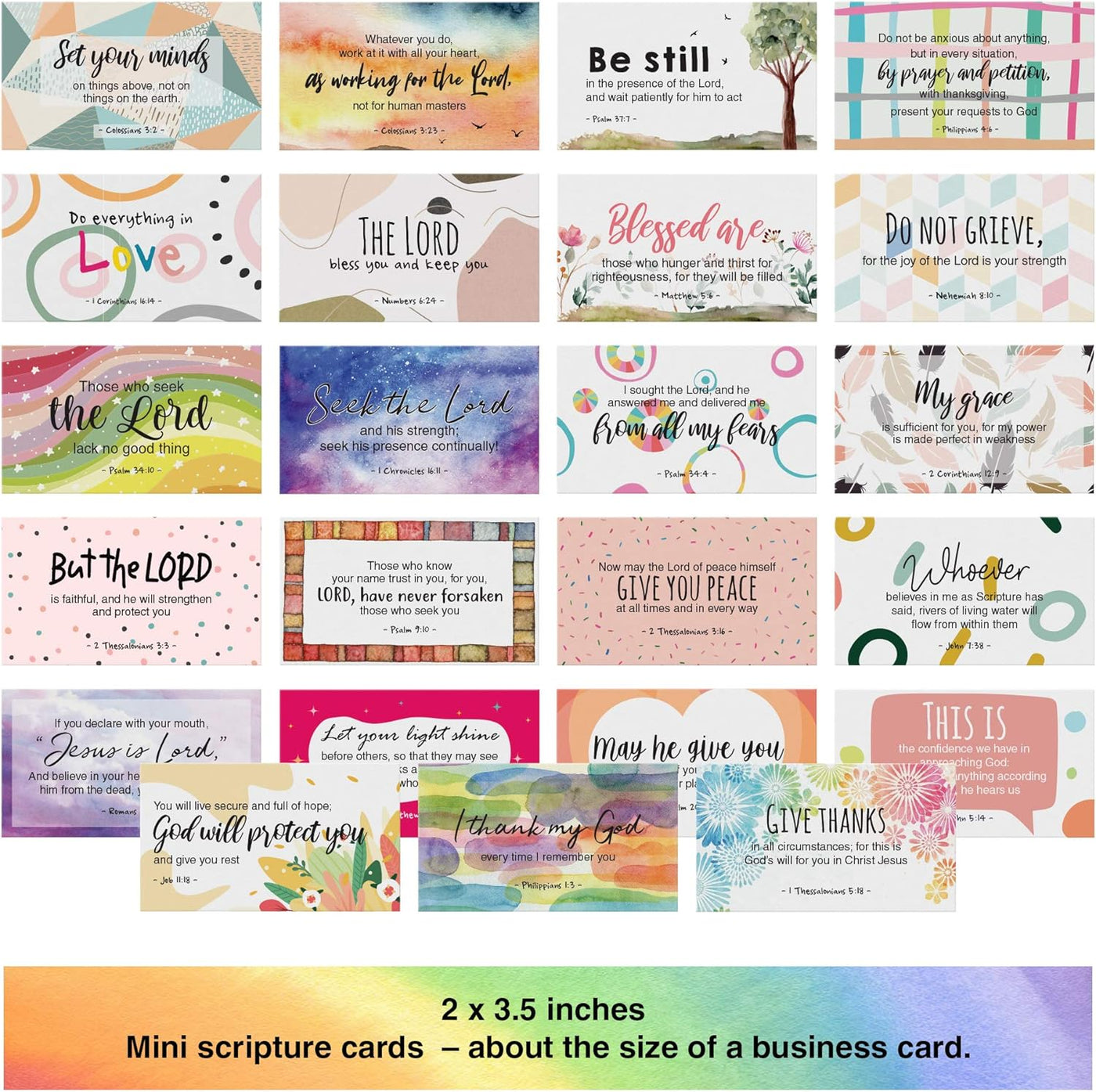 Dessie® 63 Different Unique Mini Christian Prayer Bible Verse Scripture Cards 2" x 3.5"