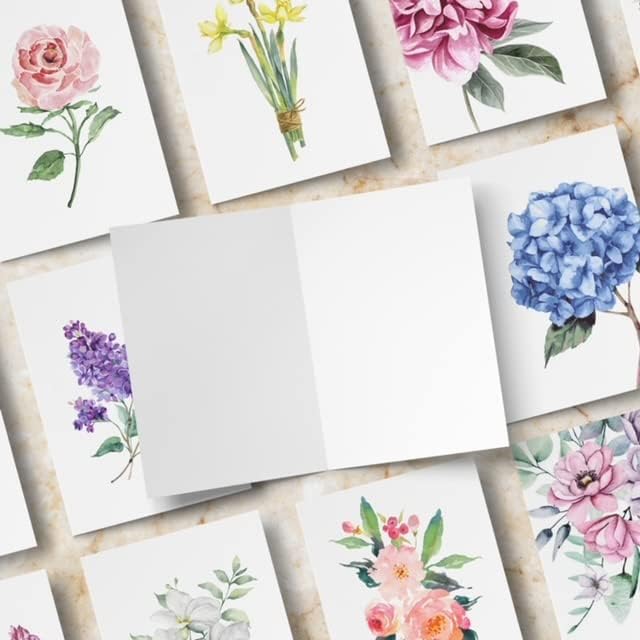 Dessie® 100 Unique Blank Floral Note Cards with Envelopes 4” x 6”