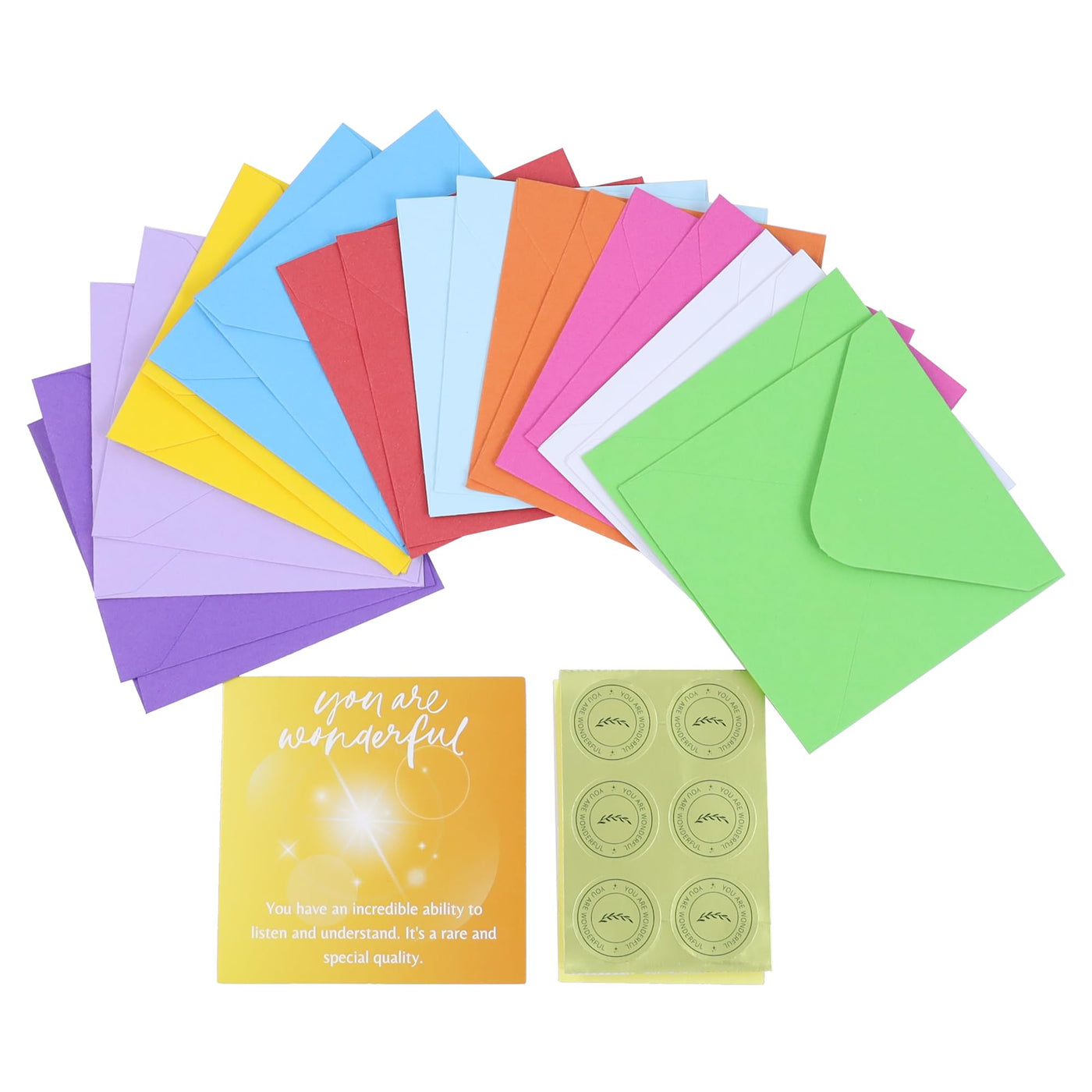 Dessie® 60 Unique Colorful You Are Wonderful Appreciation Cards with Envelopes 3.5” x 3.5”