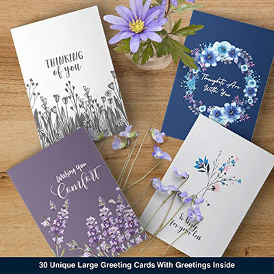 Dessie® 30 Sympathy Cards with Unique Designs and Condolence Messages Inside, 4” x 6”