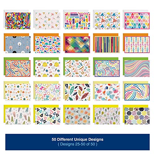 Dessie® 50 Blank Greeting Cards and Envelopes with Unique Designs for All Occasions, 4” x 6”