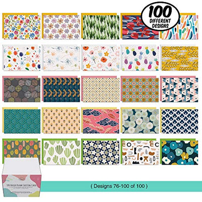 Dessie® 100 Blank Greeting Cards and Envelopes with Unique Designs for All Occasions, 4” x 6”