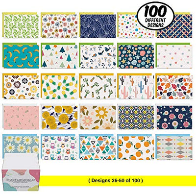 Dessie® 100 Blank Greeting Cards and Envelopes with Unique Designs for All Occasions, 4” x 6”